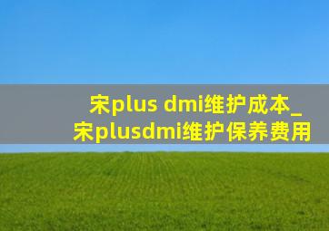 宋plus dmi维护成本_宋plusdmi维护保养费用